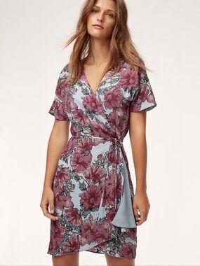 Aritzia Babaton Wallace Dress Floral Wrap Mini Size M